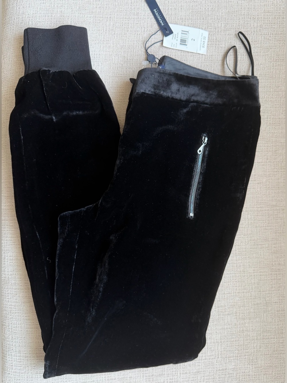 Magaschoni Black Velvet Track Joggers